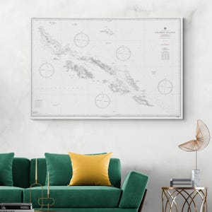 Mapa militar de las Islas Salomón de 1944, Segunda Guerra Mundial, Teatro del Pacífico Suroeste, Campaña Salomón, Historia, Cartografía, Decoración, Impresión artística