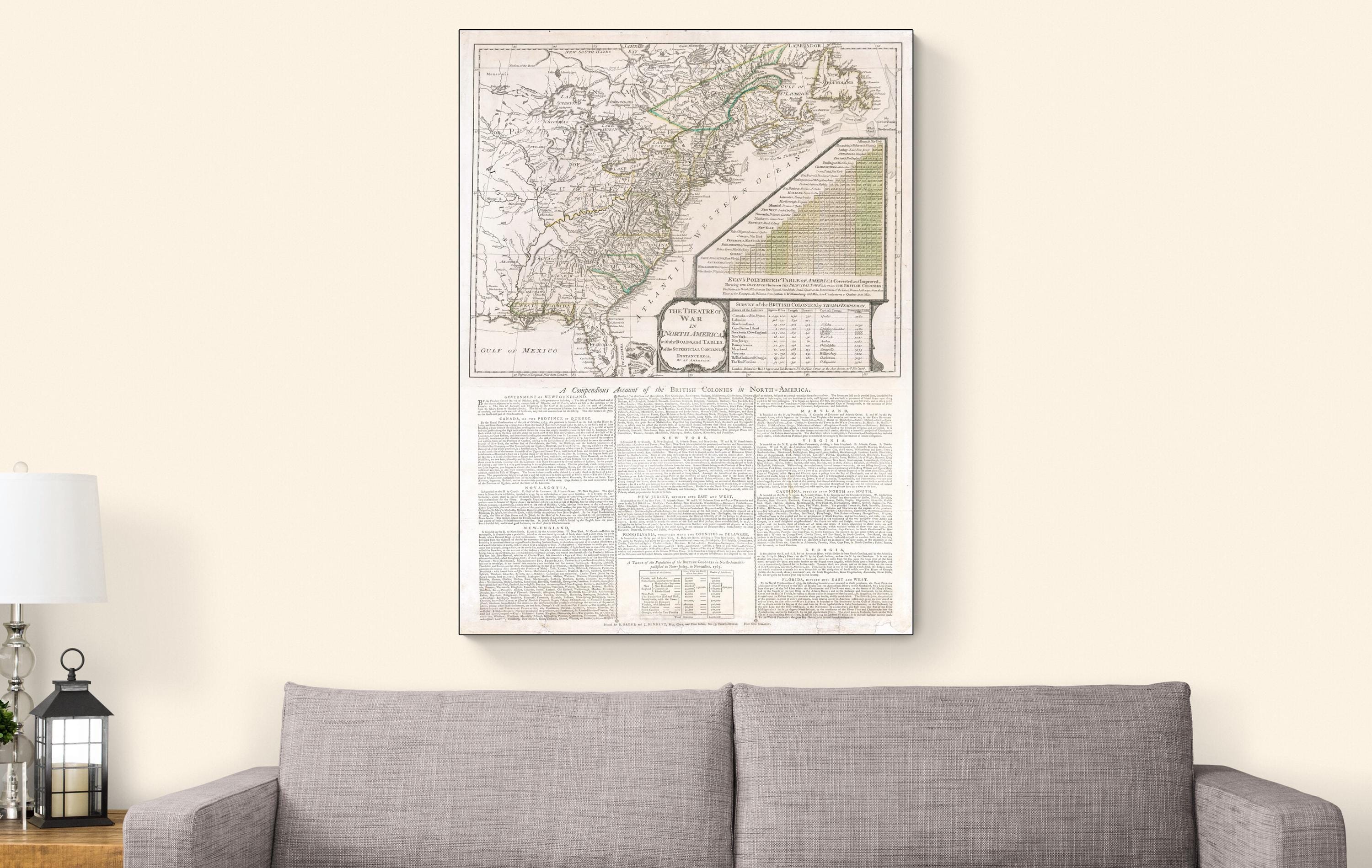 1776 British Broadside Map – American Revolutionary War