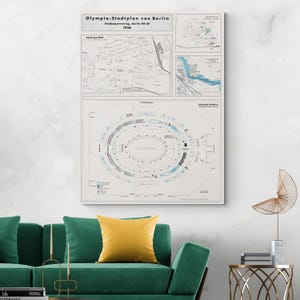Karte von Berlin 1936 Olympische Spiele Stadion und Umgebung World Sport Geschichte Dekor Fine Art Print