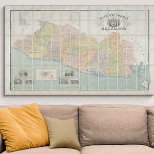 Mapa de El Salvador de 1905, geografía de América Central, historia salvadoreña, cartografía, decoración, impresión artística