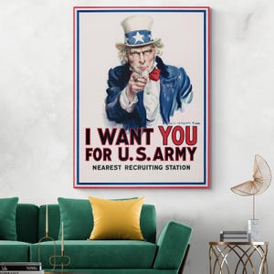 Uncle Sam “I Want You” WWI Poster – 1917 U.S. Army Military Recruitment Art Print | Vintage American History Wall Art Museum-Quality Giclée