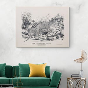 Thylacine – Tasmanian Tiger Illustration Art Print | Extinct Animal Wildlife Decor | Zoology & Natural History Fine Wall Poster