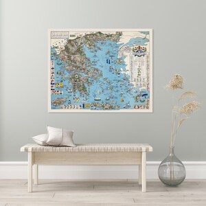 Bildliche Geschichte Landkarte von Griechenland mediterrane Geschichte griechische Kartographie Dekor Fine Art Print