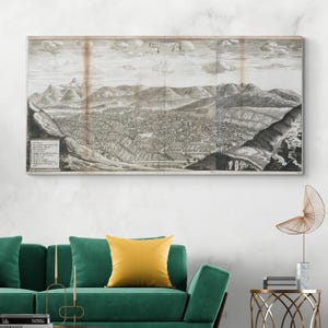 17th Century Bird’s Eye View of Yerevan Armenia – Early Illustrated Map – Fortifications, Streets, Churches & City Walls – Historic Caucasus