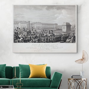 Execution of King Louis XVI – 1793 Guillotine Scene Art Print | French Revolution History Decor | Fine Historical France Poster