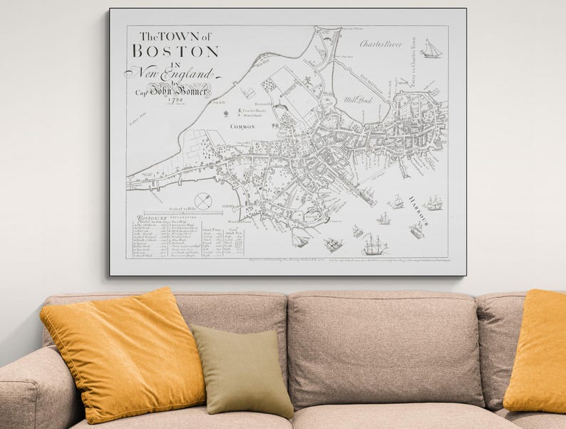 1722 John Bonner Map of Boston Massachusetts – Colonial-era City Plan ...