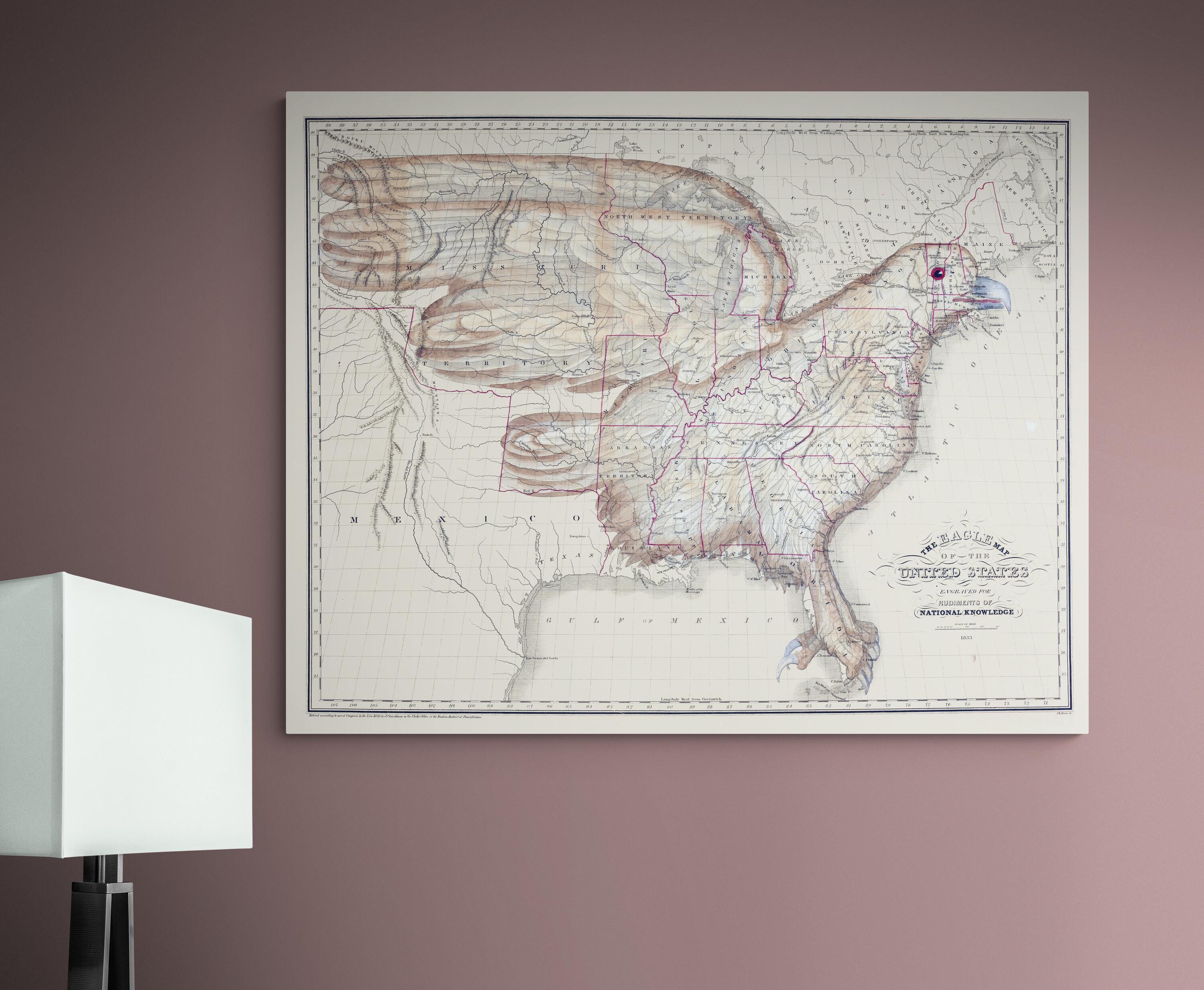 1830 Eagle Map of the United States – Allegorical American Map Shaped ...