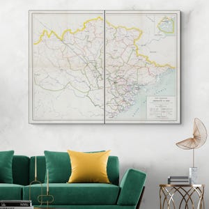 Mapa de 1902 del Protectorado francés de Tonkín, cartografía colonial vietnamita, historia, decoración, impresión de bellas artes