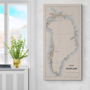 1895 Map of Greenland – Late 19th Century Arctic Map Showing Coastlines, Fjords, Settlements, Glaciers & Polar Exploration Routes