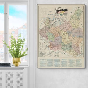 1921 Karte von Polen - Vintage Kartographie nach dem Ersten Weltkrieg mit der Darstellung der neuen Landesgrenzen, Städte & Regionen nach der polnischen Unabhängigkeit