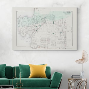 1872 Map of Astoria Queens – Historic NYC Borough Map Showing Streets, Real Estate Parcels, and Coastal Boundaries in Western Queens