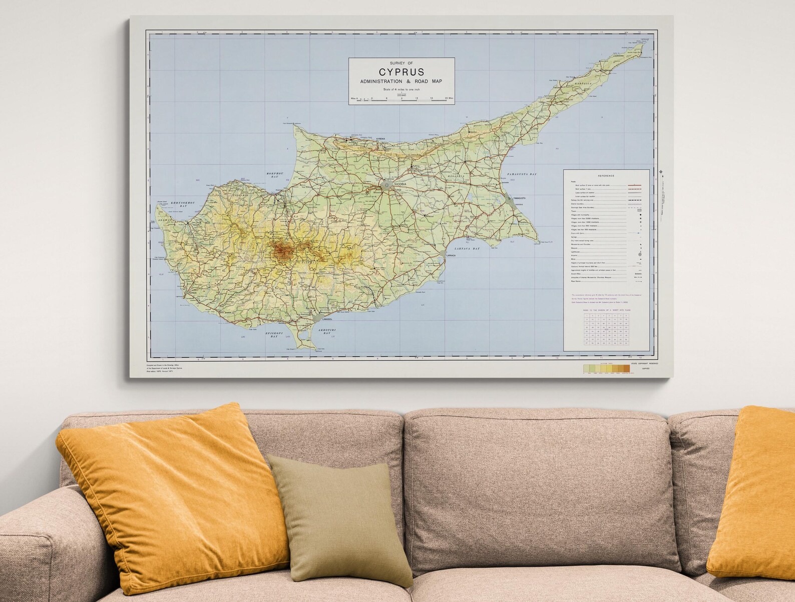 1971 Map of Cyprus – Pre-conflict Map Showing Greek & Turkish Cypriot ...
