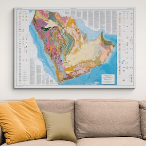 Geological Map of Saudi Arabia – Middle Eastern Oil Industry & Geography Art Print | Earth Science History Decor | Fine Art Poster