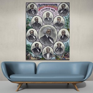 1884 Distinguished Men of Colors Chart Frederick Douglass Afro-Amerikaanse politieke geschiedenis decor Fine Art Print