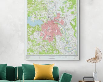 1960 Karte von Shreveport Louisiana - Mid-Century Stadtkartographie mit Straßen, Eisenbahnen, Vierteln und industrieller Entwicklung