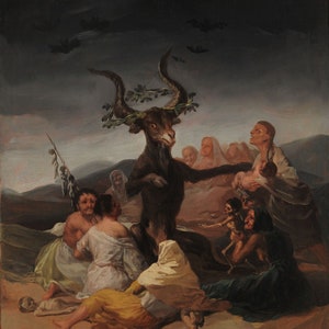 Goya Witches Sabbath Baphomet Black Phillip Antique Gothic Satanism Sabbath Coven Wicca Witchcraft Illustration Art Print Poster