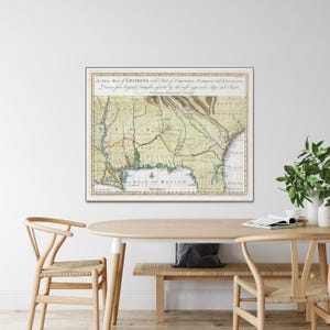 1748 vroegste kaart van Georgia koloniale Amerikaanse geschiedenis decor cartografie Fine Art Print