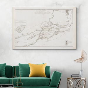 1778 Britisches Militär Karte des Delaware River Amerikanischer Unabhängigkeitskrieg Kartographie Geschichte Dekor Fine Art Print
