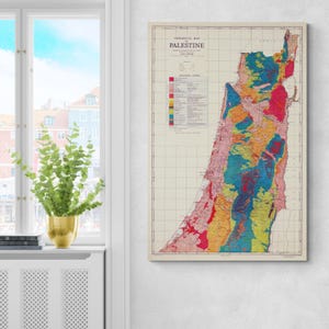 Carta geologica della Palestina, Terra Santa, Mineralogia, Geografia, Scienze della Terra, Cartografia, Storia, Decorazioni, Stampe artistiche