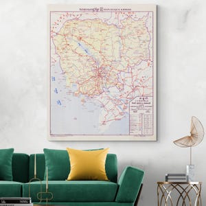 Mappa della Cambogia del 1973 – Mappa politica della Repubblica Khmer che mostra i confini dell'era della guerra civile, le province e le divisioni geopolitiche della guerra fredda