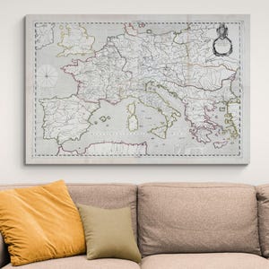 Carte de l'empire de la dynastie carolingienne Charlemagne, roi des Francs, dynastie européenne, histoire, Saint-Empire romain germanique, cartographie, impression artistique