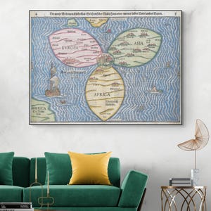 1581 Clover Leaf World Map – Rare Renaissance-Era T-O Style Cartography Symbolically Depicting Europe, Asia, and Africa in Tripartite Design