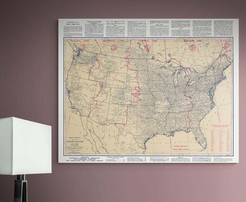 Standard Time Zones Map of the United States – Early 20th Century ...
