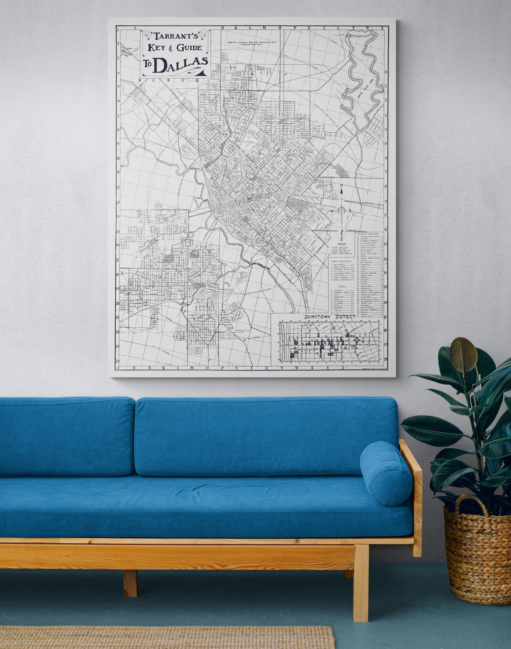 1925 Map of Dallas Texas – Detailed Historical City Map Showing Streets ...