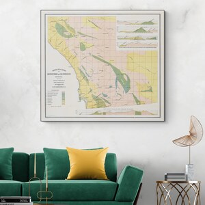 Mappa geologica del 1893 delle contee di San Diego, Orange e San Bernardino, California, decorazione mineralogica, cartografia, stampa artistica
