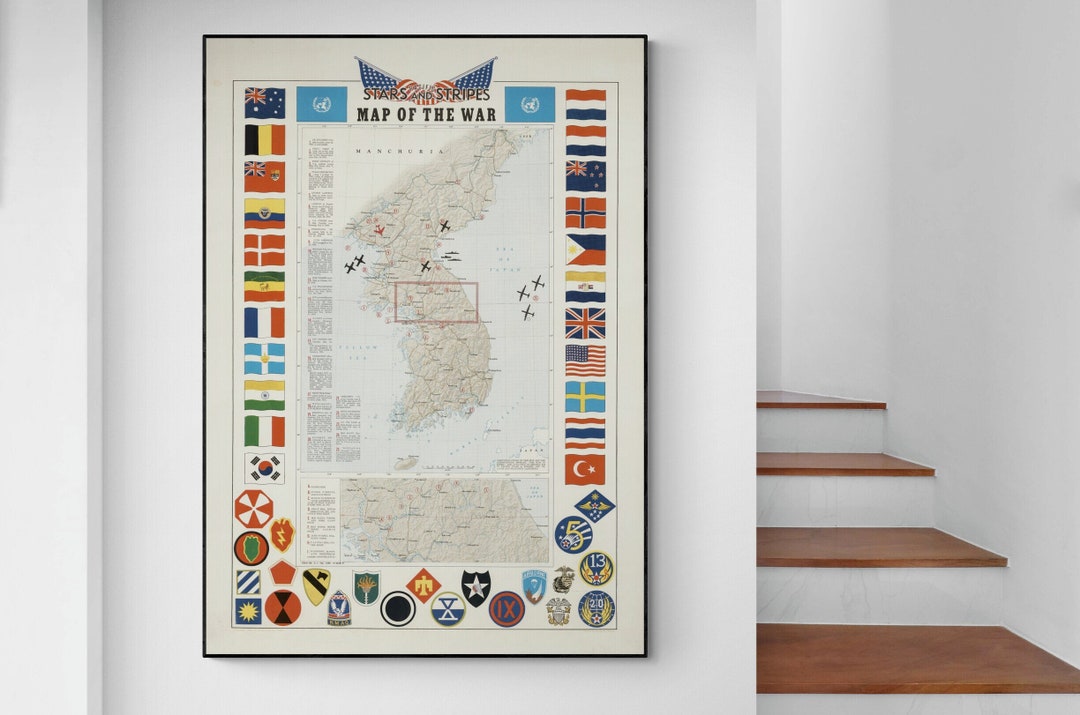 Pictorial Map of the Korean War Cold War World History Antique Vintage ...