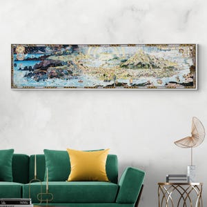 Kaart van sprookjesland Mythologie Sprookjes Tall Tales Legends Volksverhalen antieke kinderkamer kinderkamer decor Fine Art Print