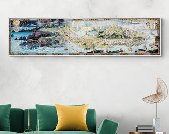 Map of Fairyland – Antique Folktale & Mythology Fantasy Map Art Print | Fairy Tales and Legends Nursery Decor | Fine Art Storybook Poster