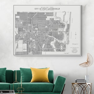 1925 kaart van Fort Lauderdale, Broward County, Florida Cartografie American History Decor Fine Art Print