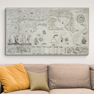 Carte de la Nouvelle-France, Amérique du Nord, 1613, Samuel de Champlain, histoire du Canada, cartographie, décor, impression d'art