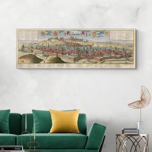 18th Century Vogelaugen Karte von Prag Böhmen Tschechische Geschichte Kartographie Dekor Fine Art Print