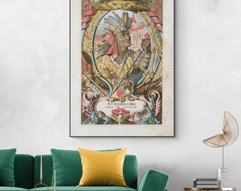 Atahualpa - Impression d'art du dernier portrait de l'empereur Inca | Royauté indigène andine | Histoire précolombienne mésoaméricaine Fine Art déco