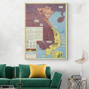 Mapa pictórico de la guerra de Vietnam de 1967, impresión artística decorativa de la historia militar vietnamita-estadounidense
