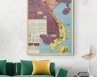 Vietnam War Conflict Wall Map Poster Military - Rolled 24