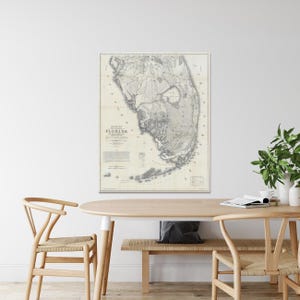 1856 Derde Seminole oorlog militaire kaart van Florida Amerikaanse geschiedenis cartografie decor Fine Art Print