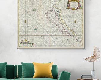 1666 Van Loon Sea Chart – Island of California Map – Famous Cartography Error Depicting California as an Island in Early Exploration History