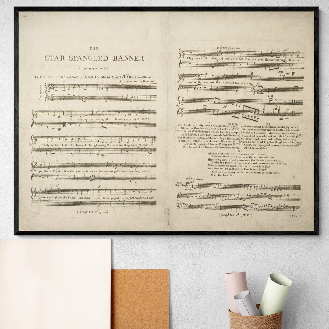 1814 Earliest Sheet Music of National Anthem Star Spangled Banner ...