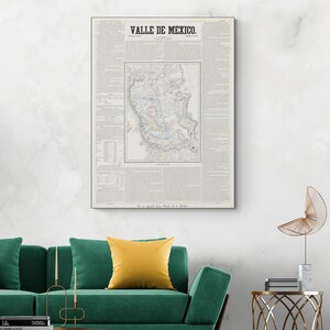 1858 kaart van de vallei van Mexico Centraal-Amerikaanse geografie Mexicaanse geschiedenis cartografie decor Fine Art Print
