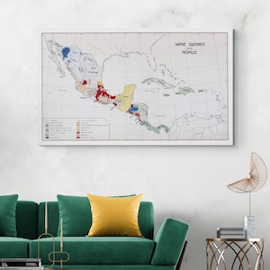 Carte méso-américaine indigène de l'Amérique centrale Civilisations indigènes précolombiennes Décoration anthropologie Impression artistique