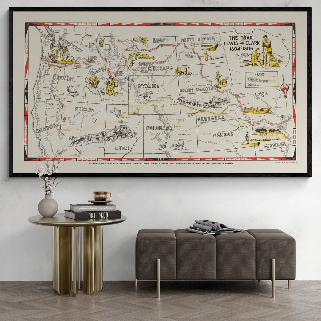 Pictorial Map of Lewis and Clark's Expedition Old Wild - Etsy