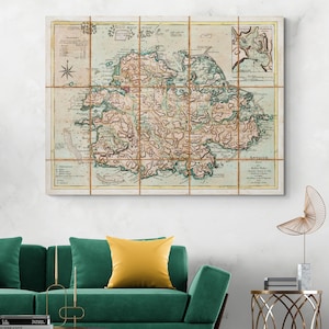 1779 Karte von Antigua - Historische Karibikinsel Karte mit kolonialen Siedlungen, Geographie und Geschichte Antiguas in Vintage Kartographie