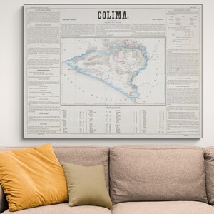 1858 kaart van Colima Mexico Centraal-Amerikaanse geografie Mexicaanse geschiedenis cartografie decor Fine Art Print