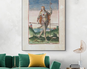 Pictish Warrior Woman – Medieval Celtic Tattooed Fighter Art Print | Ancient Tribal History Decor | Fine Tattoo Shop Wall Poster