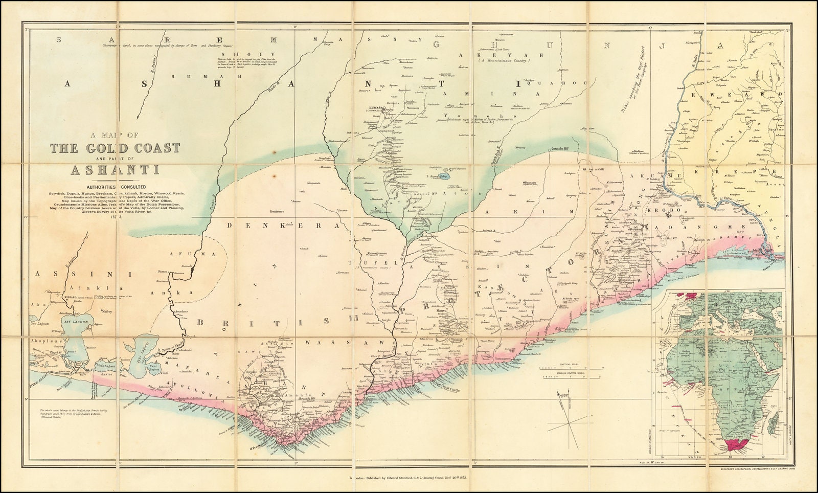 1875 Map of the Gold Coast of Ghana Africa West African Etsy