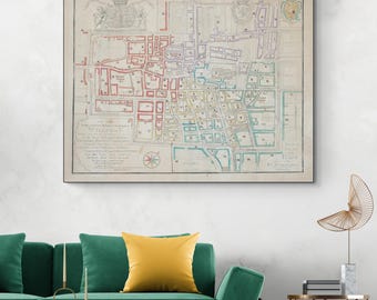Carte des Pays-Bas de La Haye de 1776 - Cartographie hollandaise historique du XVIIIe siècle - Agencement urbain, districts politiques et structure de la ville
