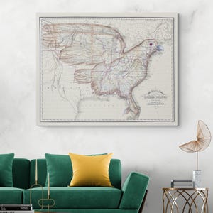 1830 Adler Karte der USA American Manifest Schicksal Kartographie Geschichte Dekor Fine Art Print